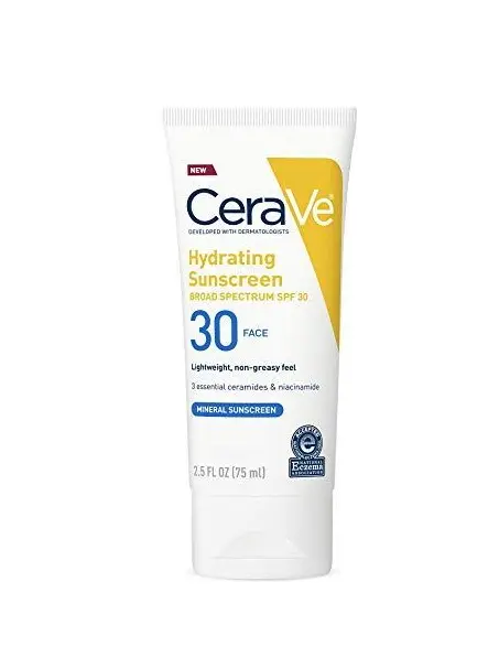 CeraVe Hydrating Mineral Sunscreen SPF 50 for Face - Broad Spectrum Protection ZaishCare
